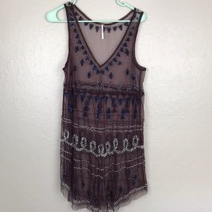Free People sheer beaded and sequined tank